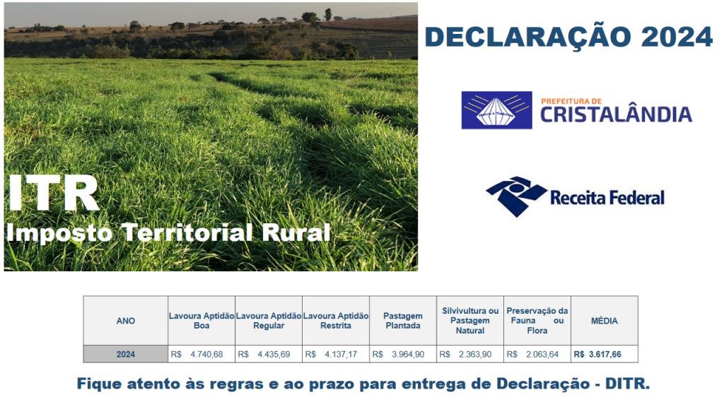 Comunicado - Prazo para Declaração 2024 do Imposto Territorial Rural